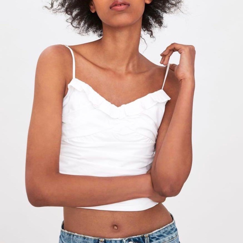 Zara White Ruffle Top